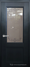 Дверь Краснодеревщик 33 24 (стекло Денор) с фурнитурой, Эмаль черная натуральный шпон