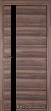 Дверь Краснодеревщик 7 01 (стекло Черное) с фурнитурой, Дуб темный sincrolam